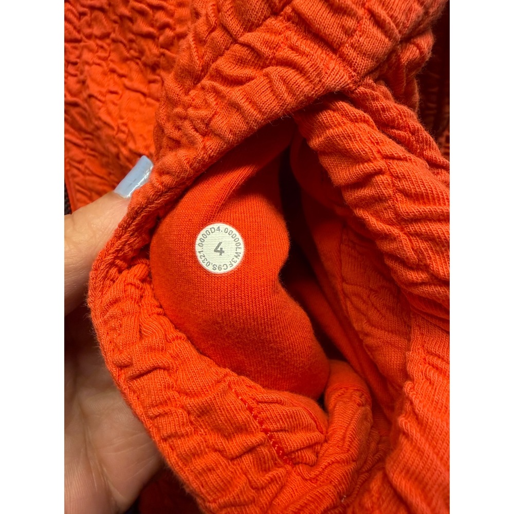 Lululemon Textured Mesh Full Zip Jacket Orange Popcorn Funnel Neck Size 4 - Picture 3 of 7